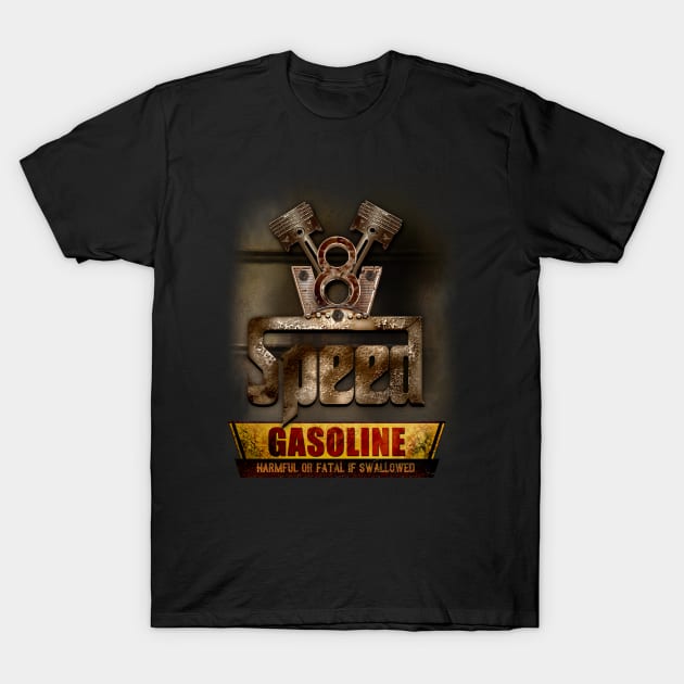 V8 Speed Gasoline Engine T-Shirt by hardtbonez